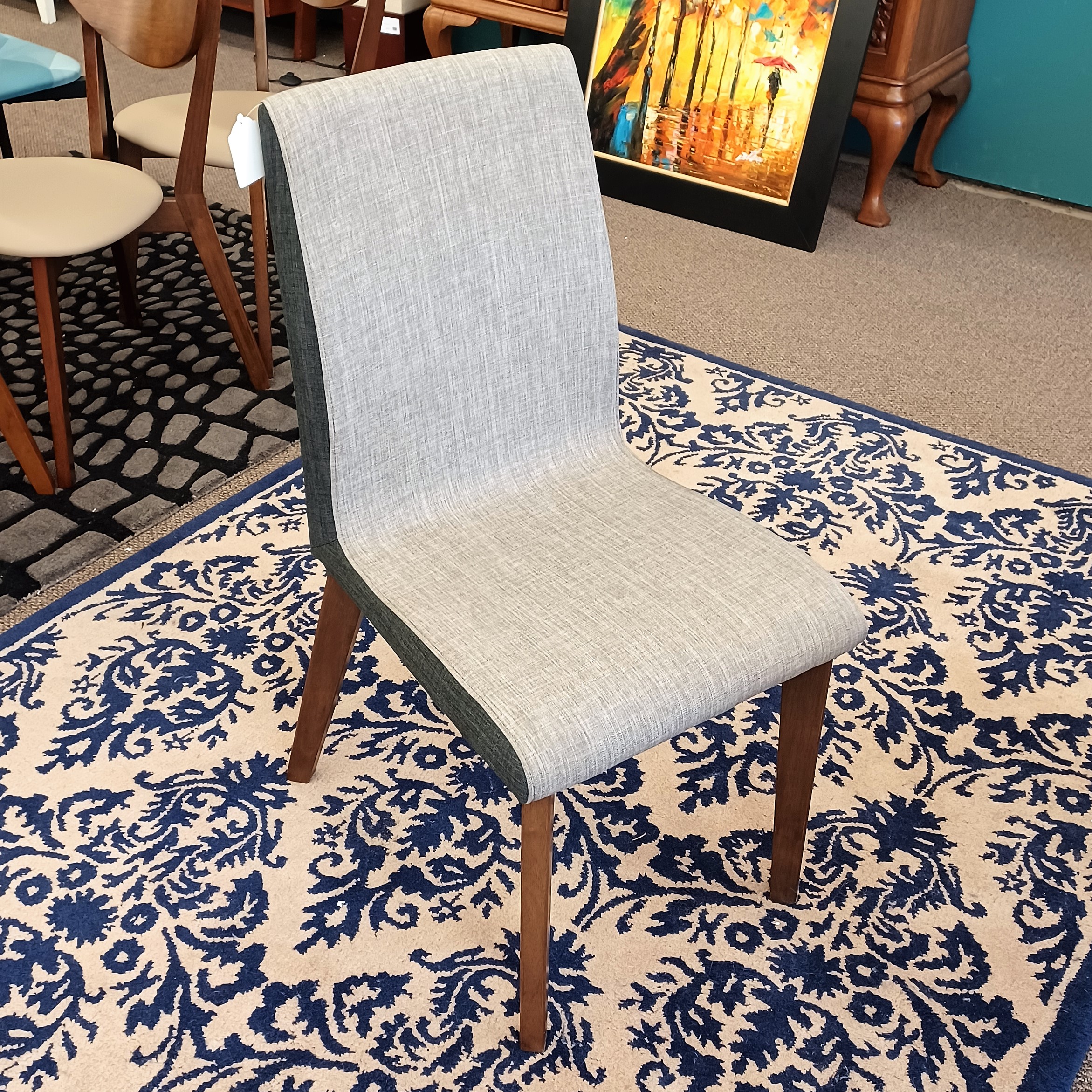 two tone fabric dining chair
