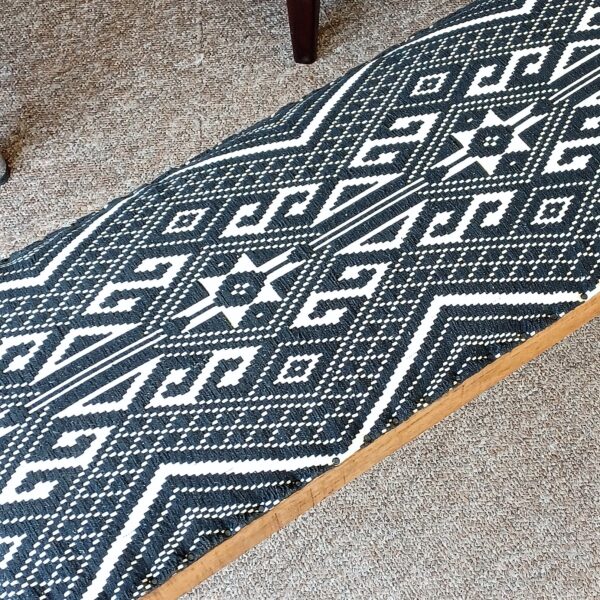 black & white pattern bench