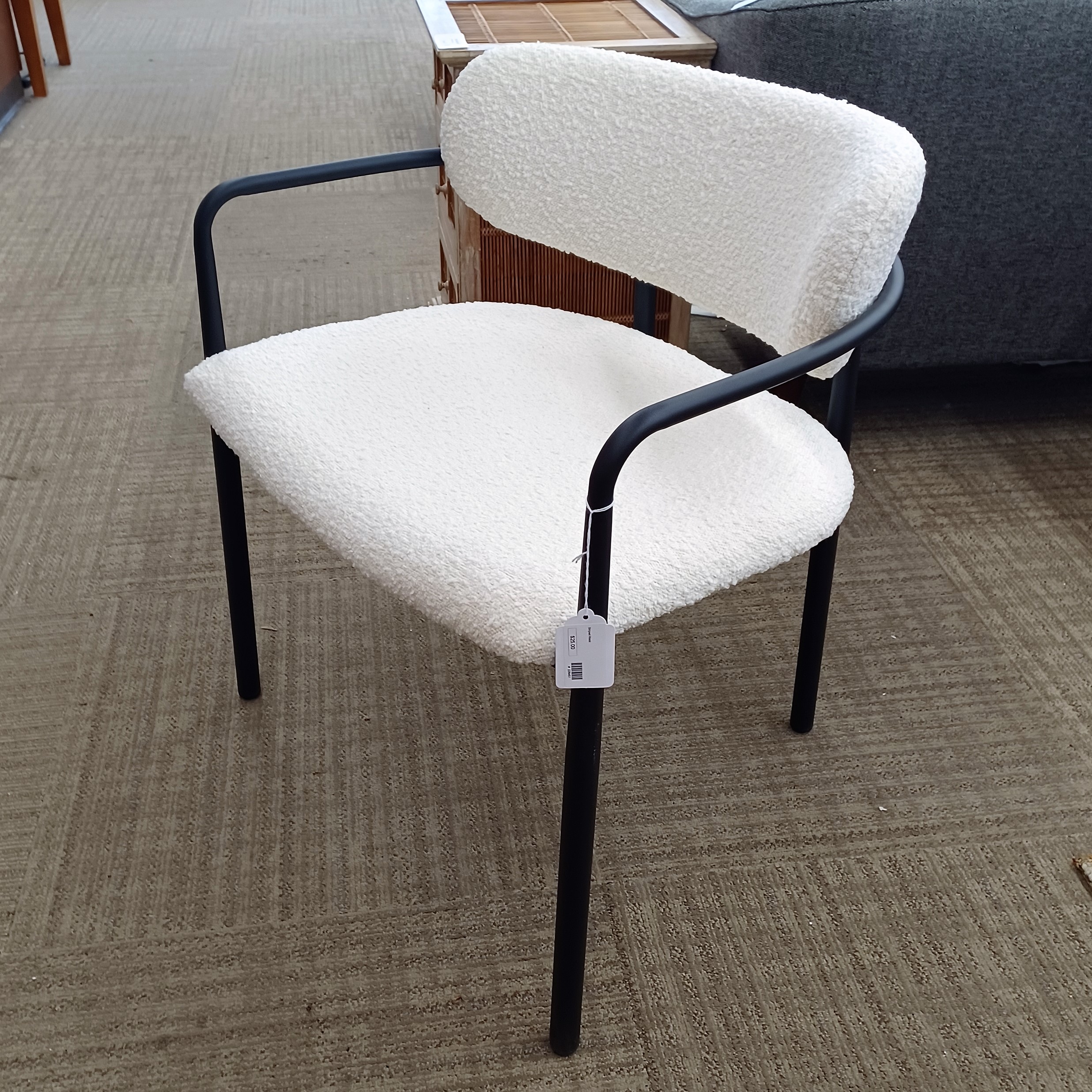 ivory boucle armchair