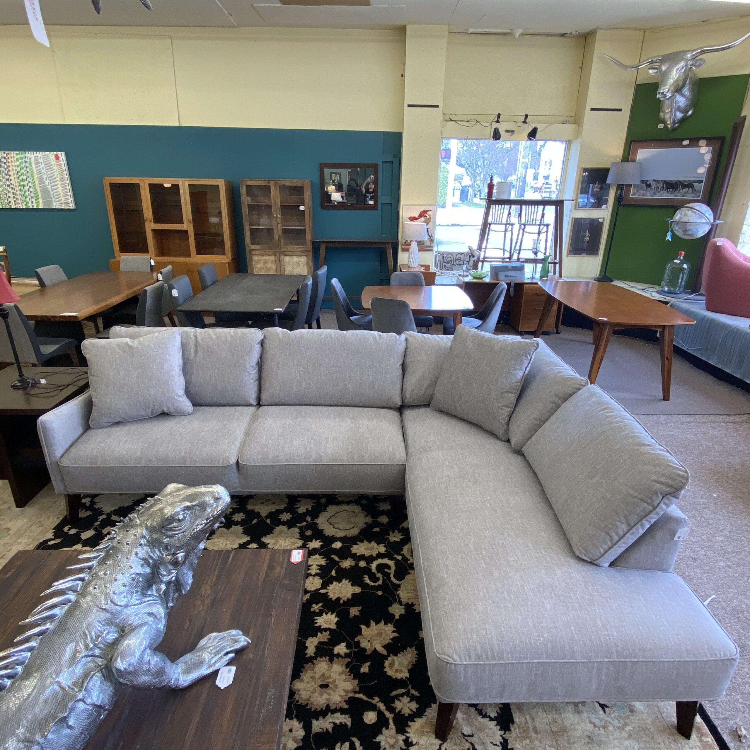 soft grey bucket loveseat