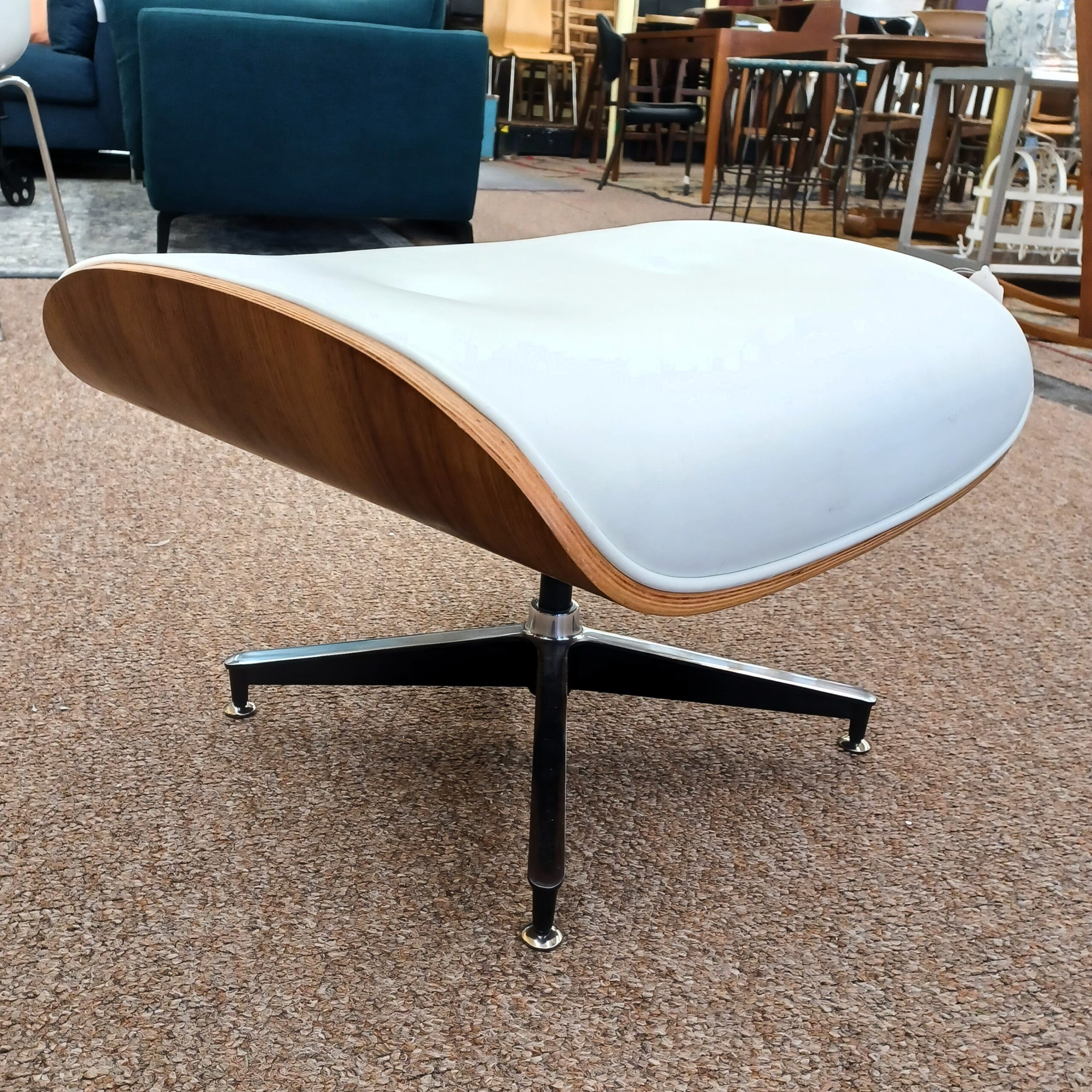 eames style white ottoman