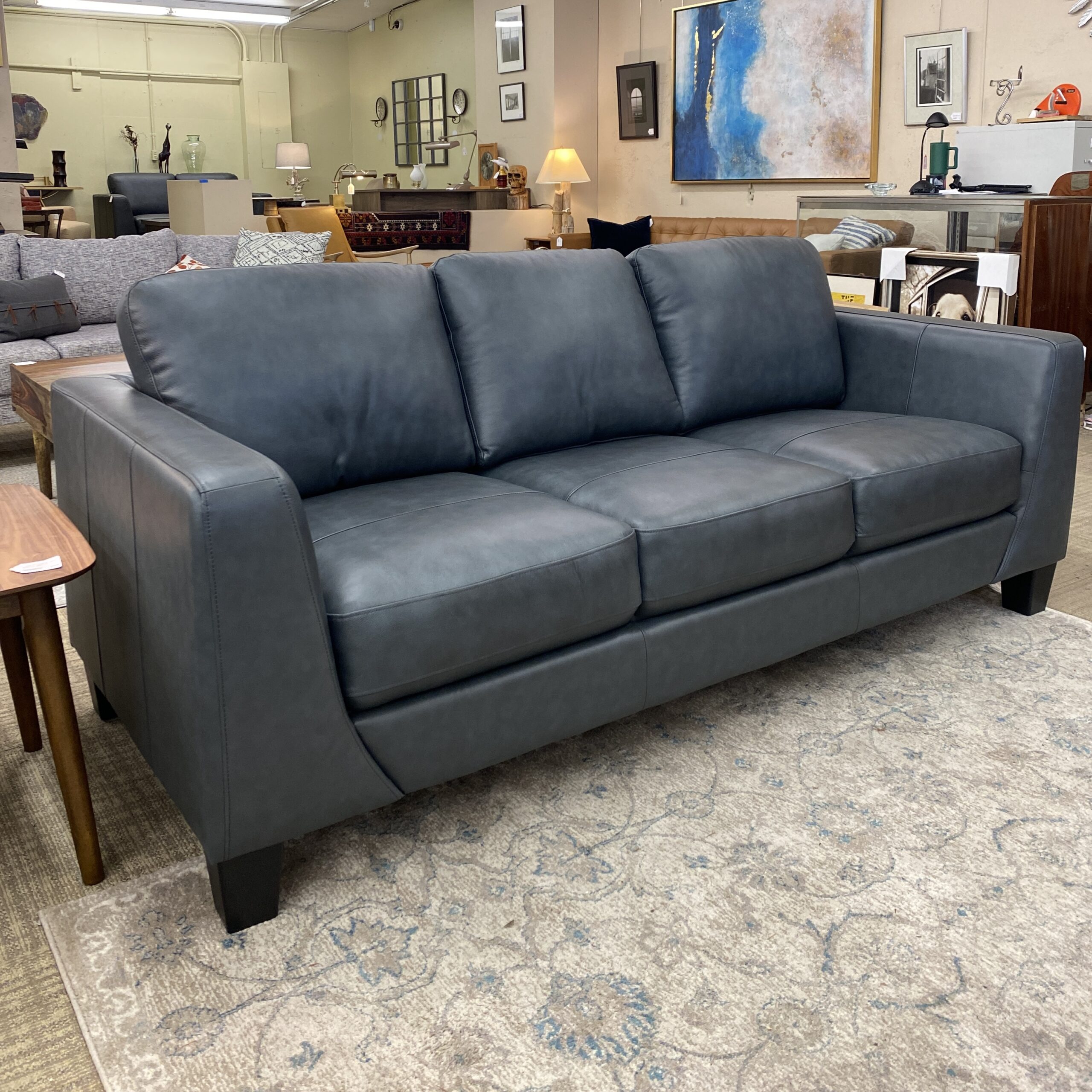 Dark Grey Leather Sofa Furniture Guy Seattle