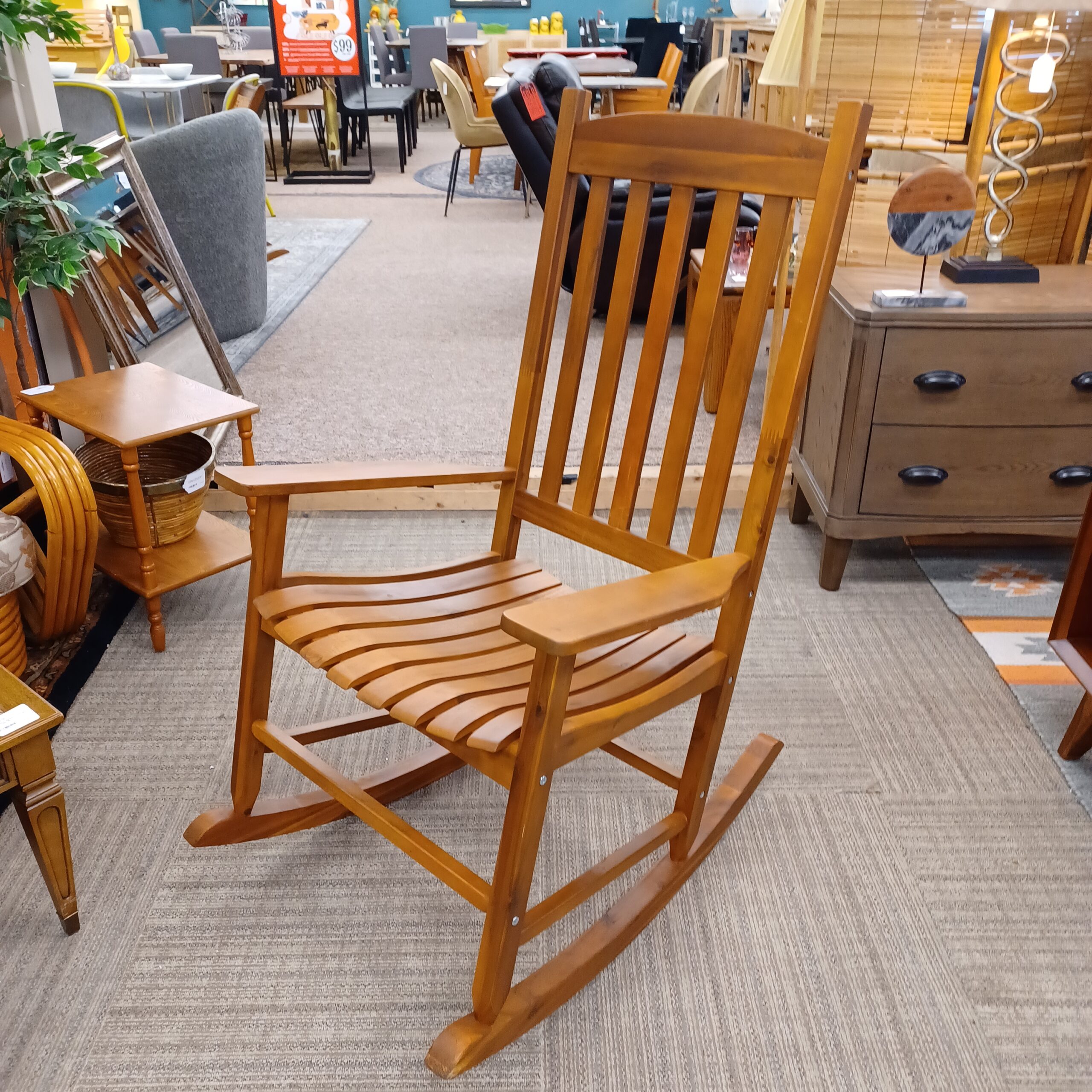 wooden high back rocking chair
