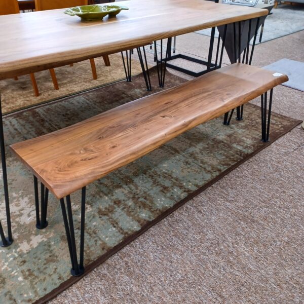 natural acacia wood bench