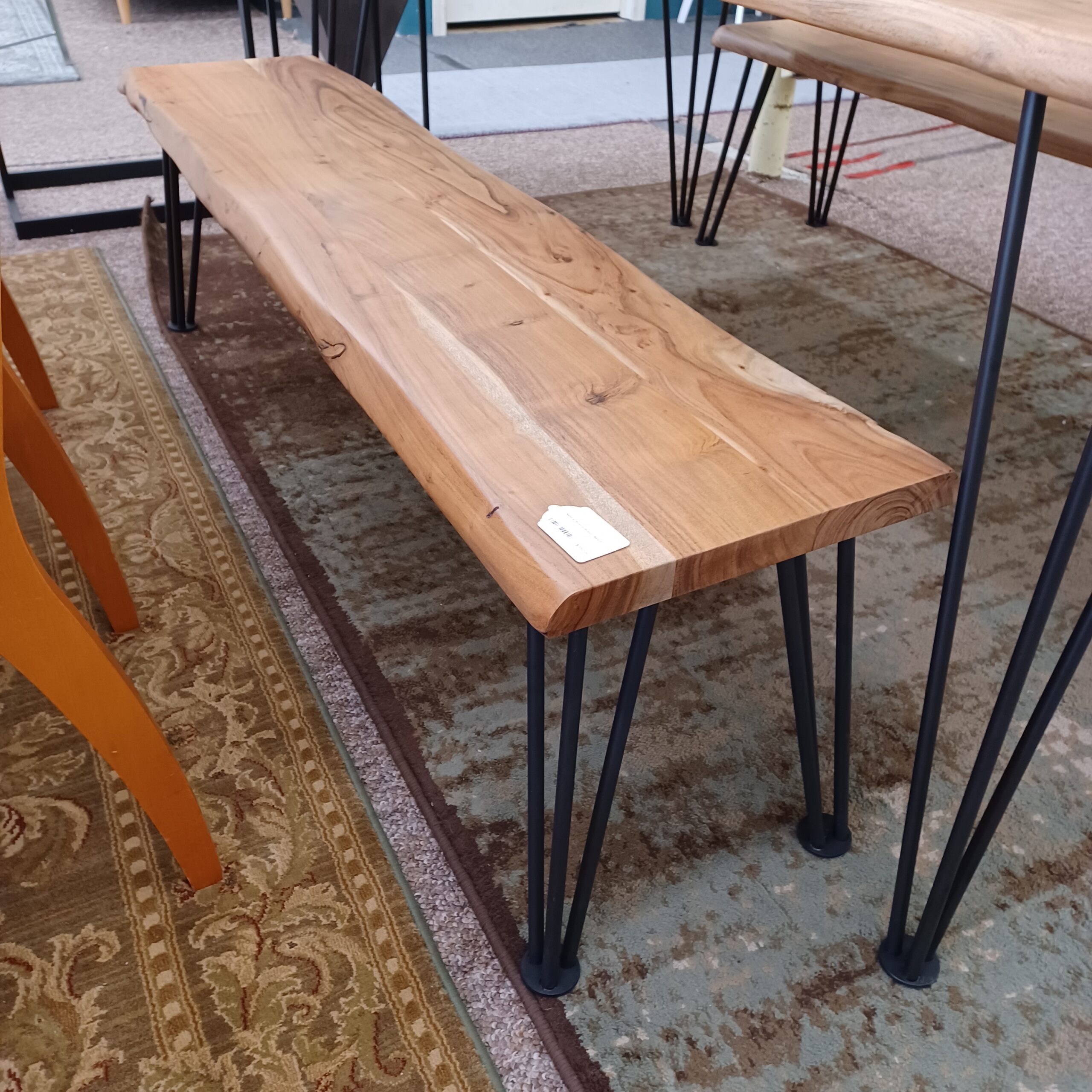 natural acacia wood bench