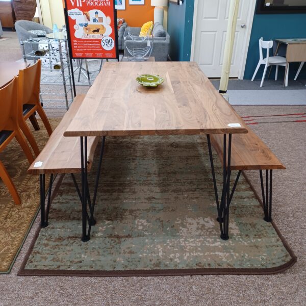 natural acacia wood bench