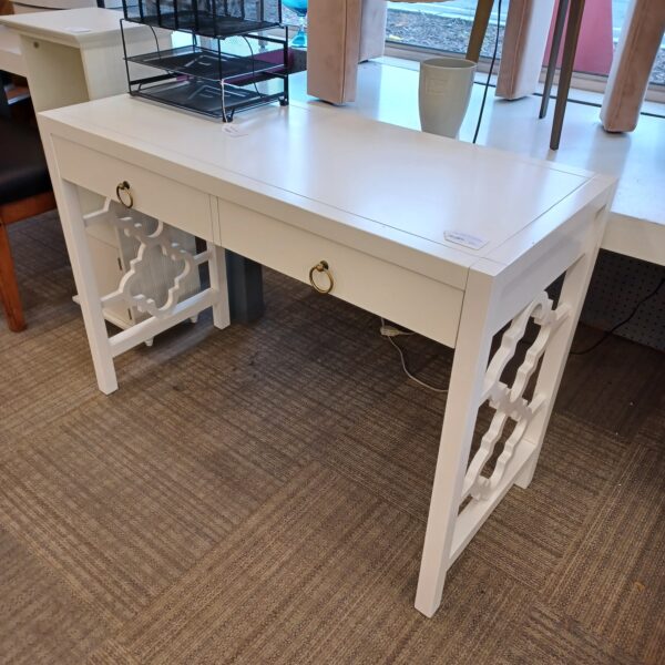 white wooden two drawer desk