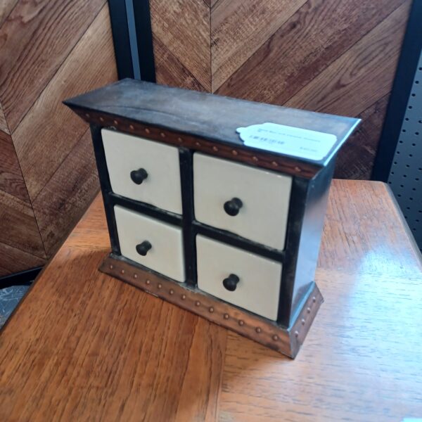 metal box w/4 ceramic drawers