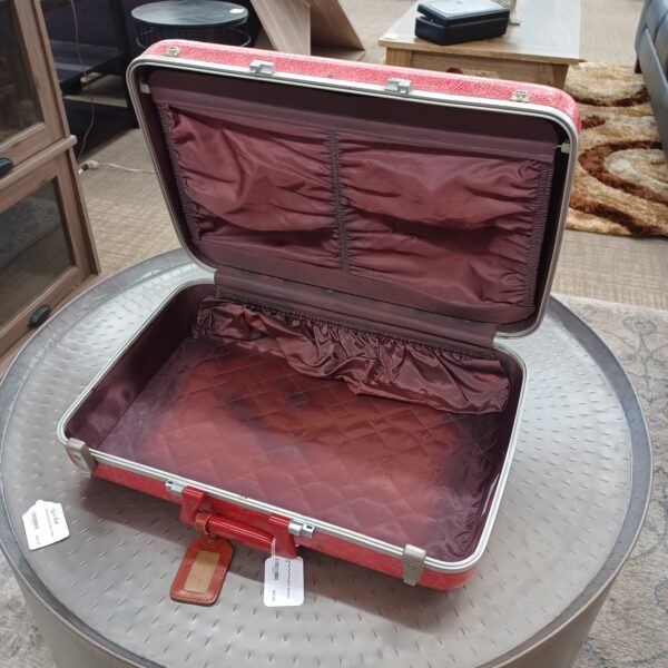 vintage red fiberglass suitcase