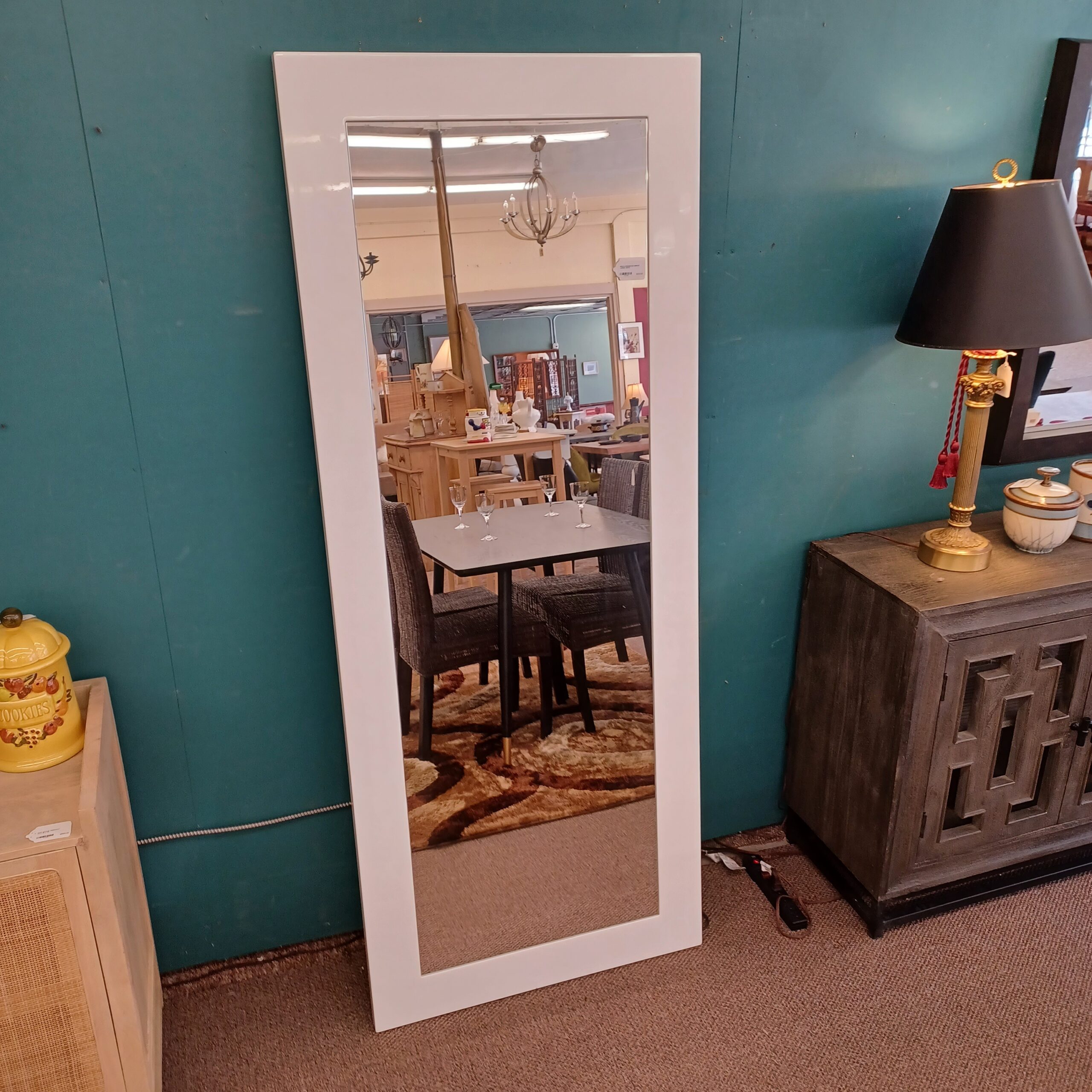 moe's kensington large white floor mirror
