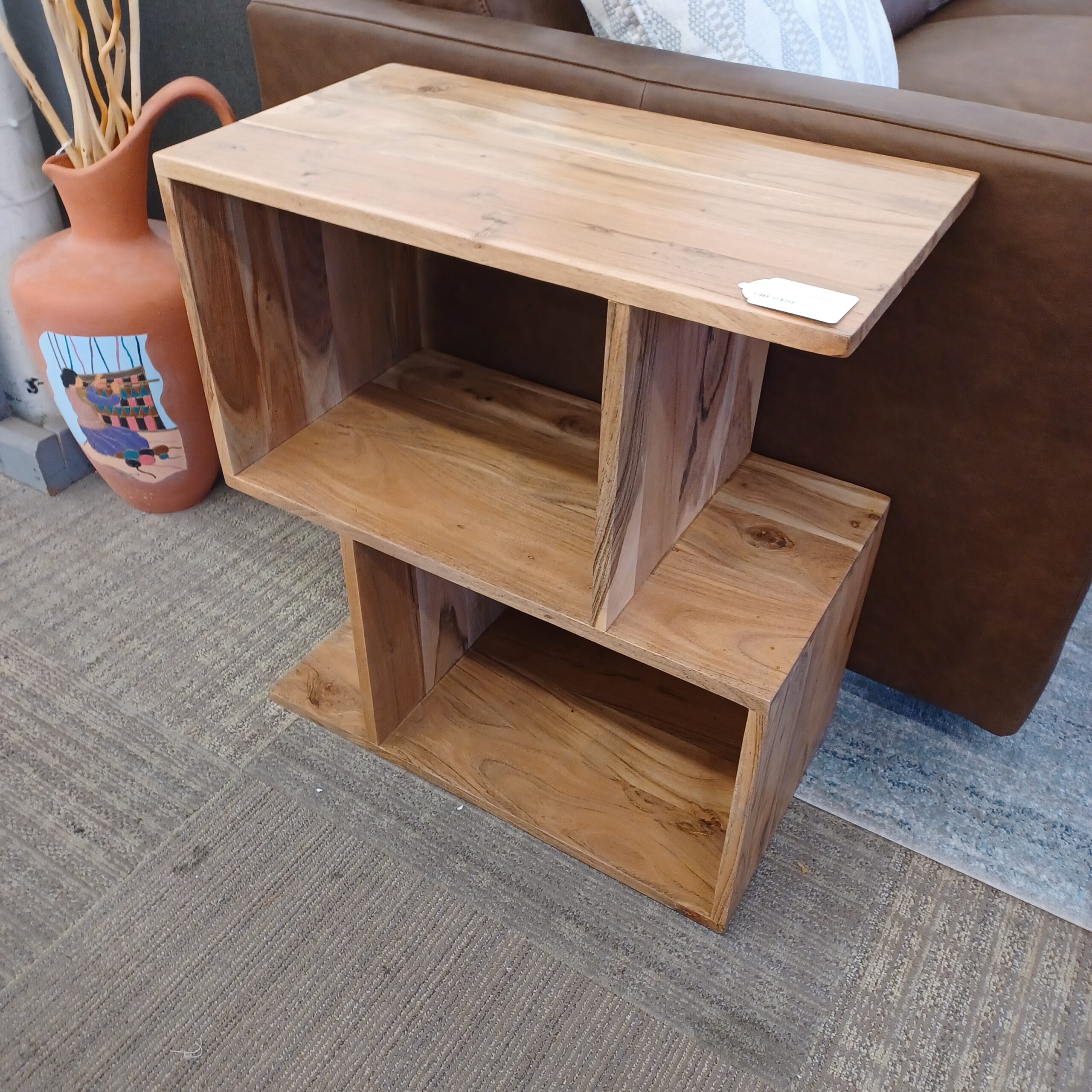 natural acacia 2 cube shelf