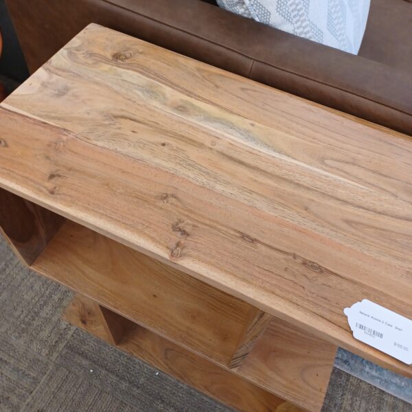 natural acacia 2 cube shelf