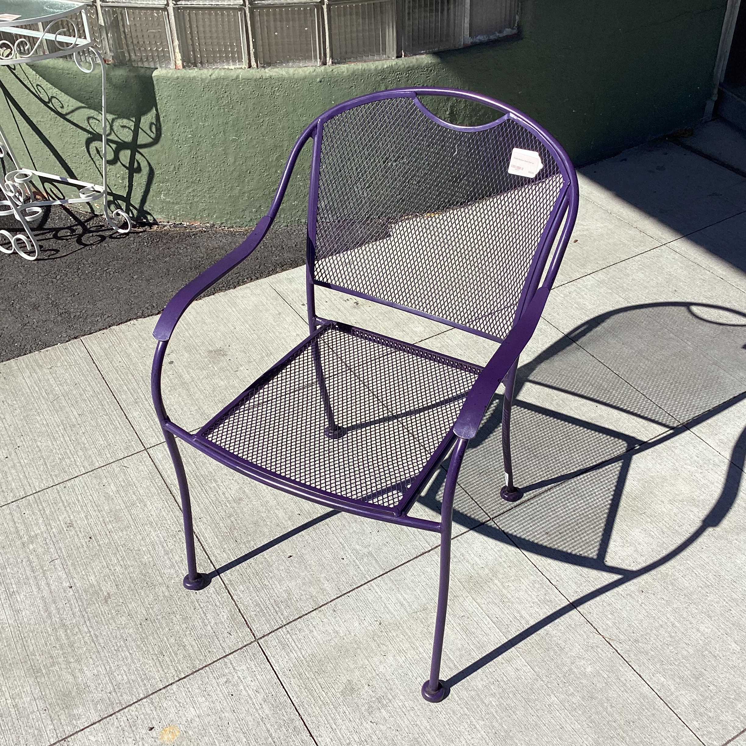 purple outdoor metal chair (two available)