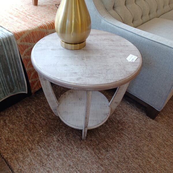 grey wash round side table