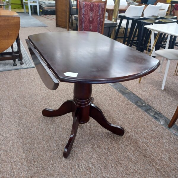 dark stain round dropleaf dining table