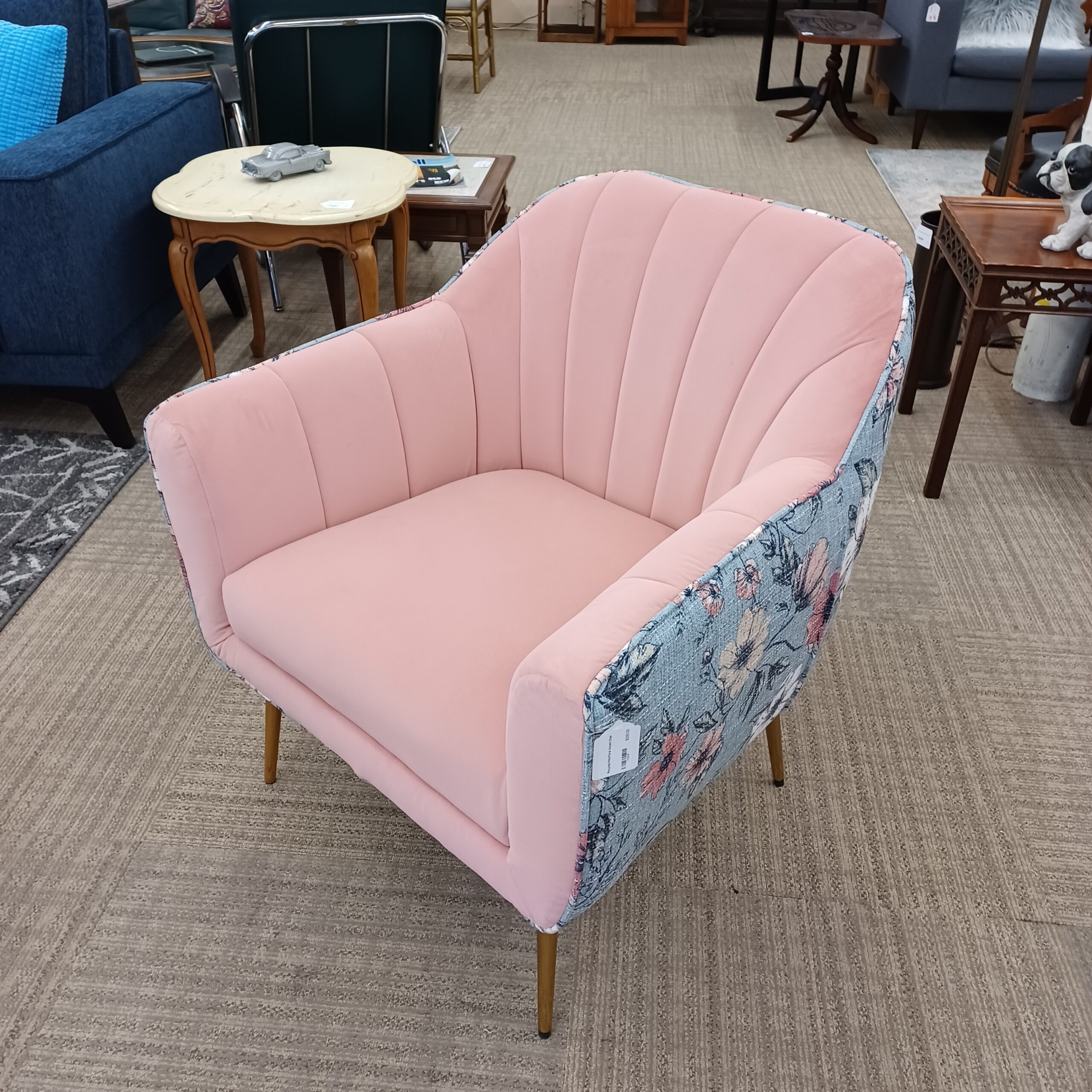 recycled pink floral accent chair