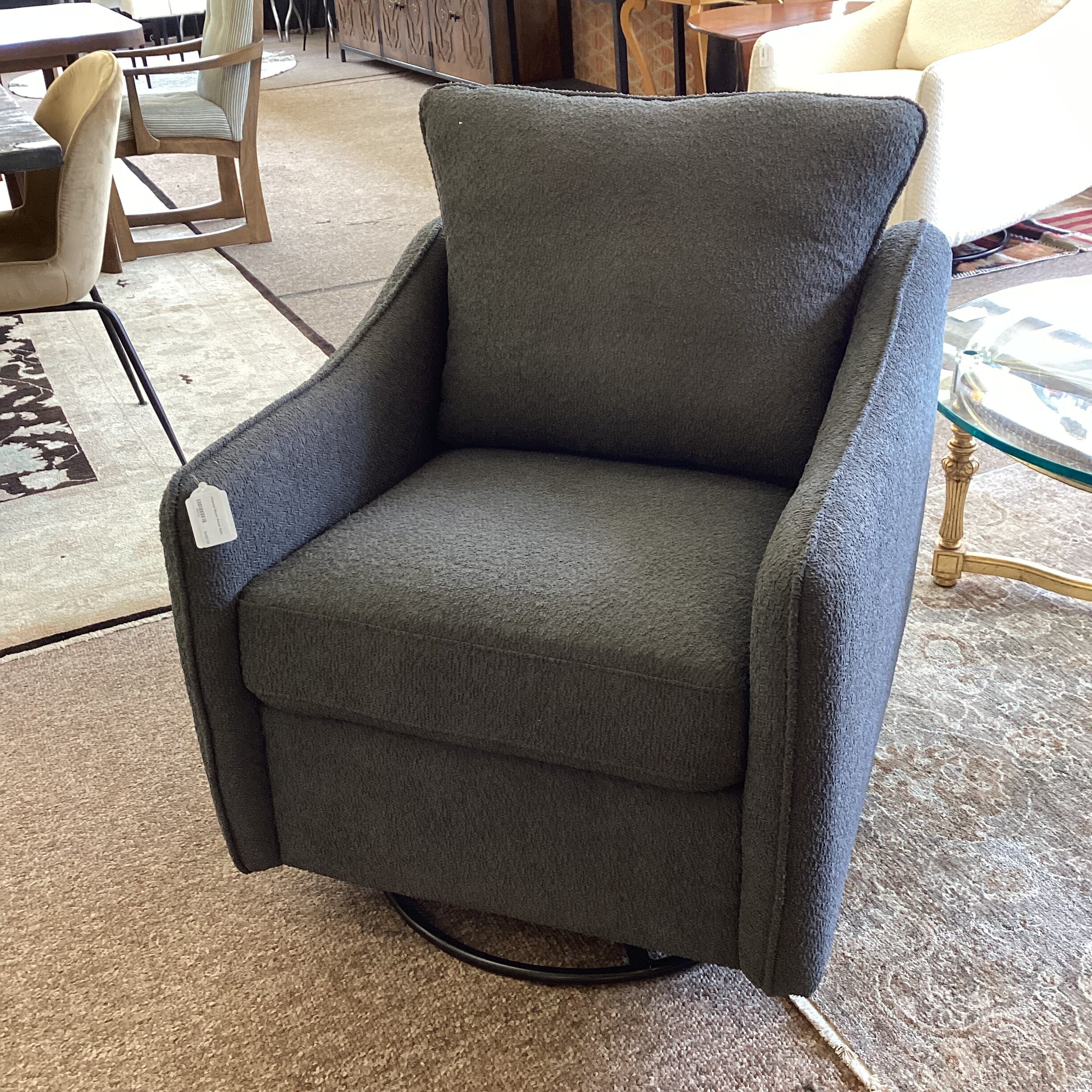 charcoal boucle swivel glider