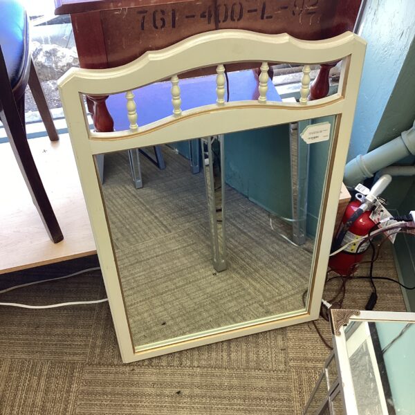 french provincial white w/gold trim spindle mirror