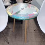 splat paint tripod side table