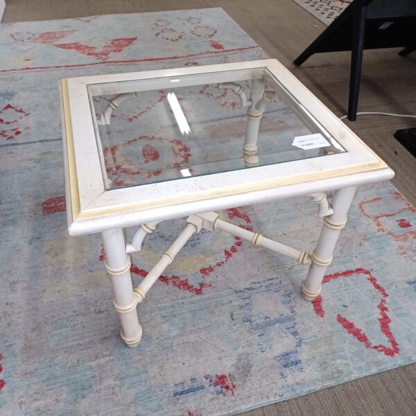 whitewash faux bamboo side table
