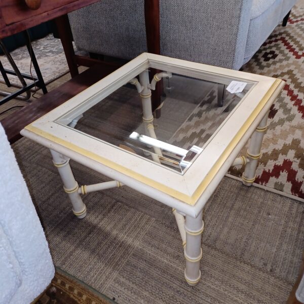 whitewash faux bamboo side table
