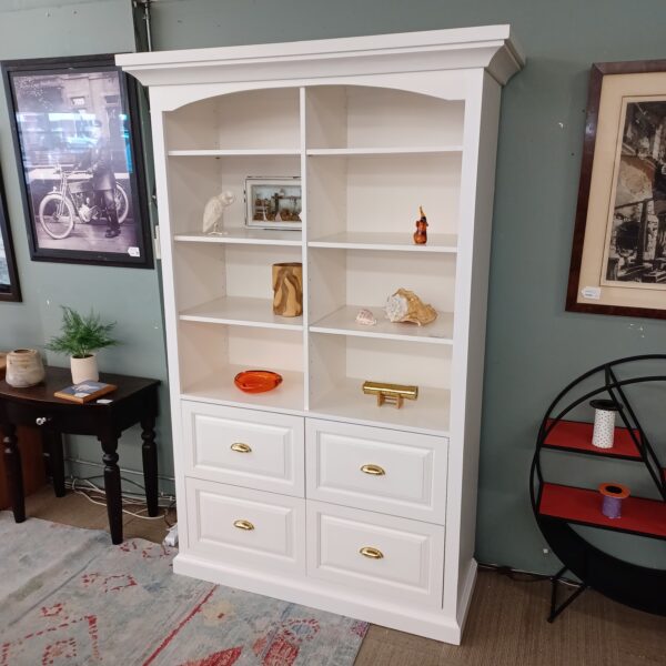 large white bookcase w/4 drawers