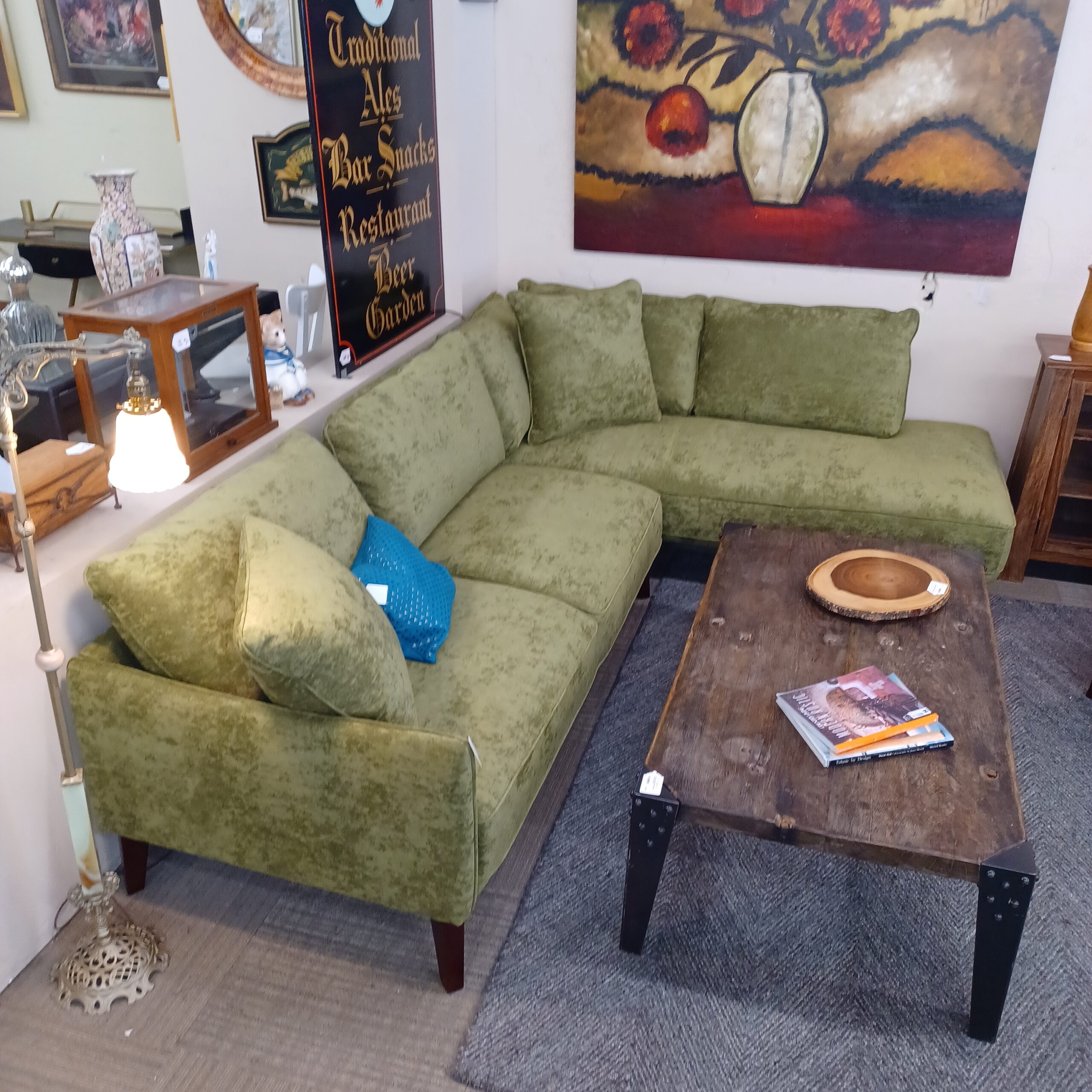 green mc right chaise sectional