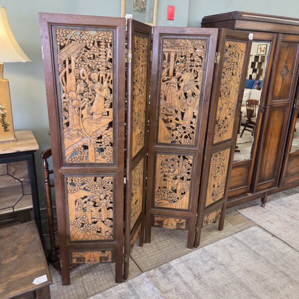 chinese carved four panel screen