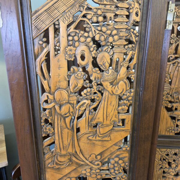 chinese carved four panel screen
