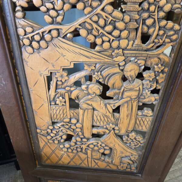 chinese carved four panel screen