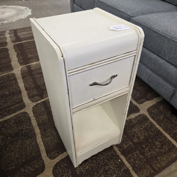 vintage white waterfall nightstand