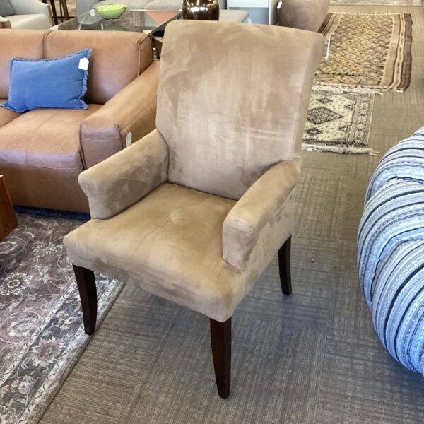 pottery barn tan suede accent chair