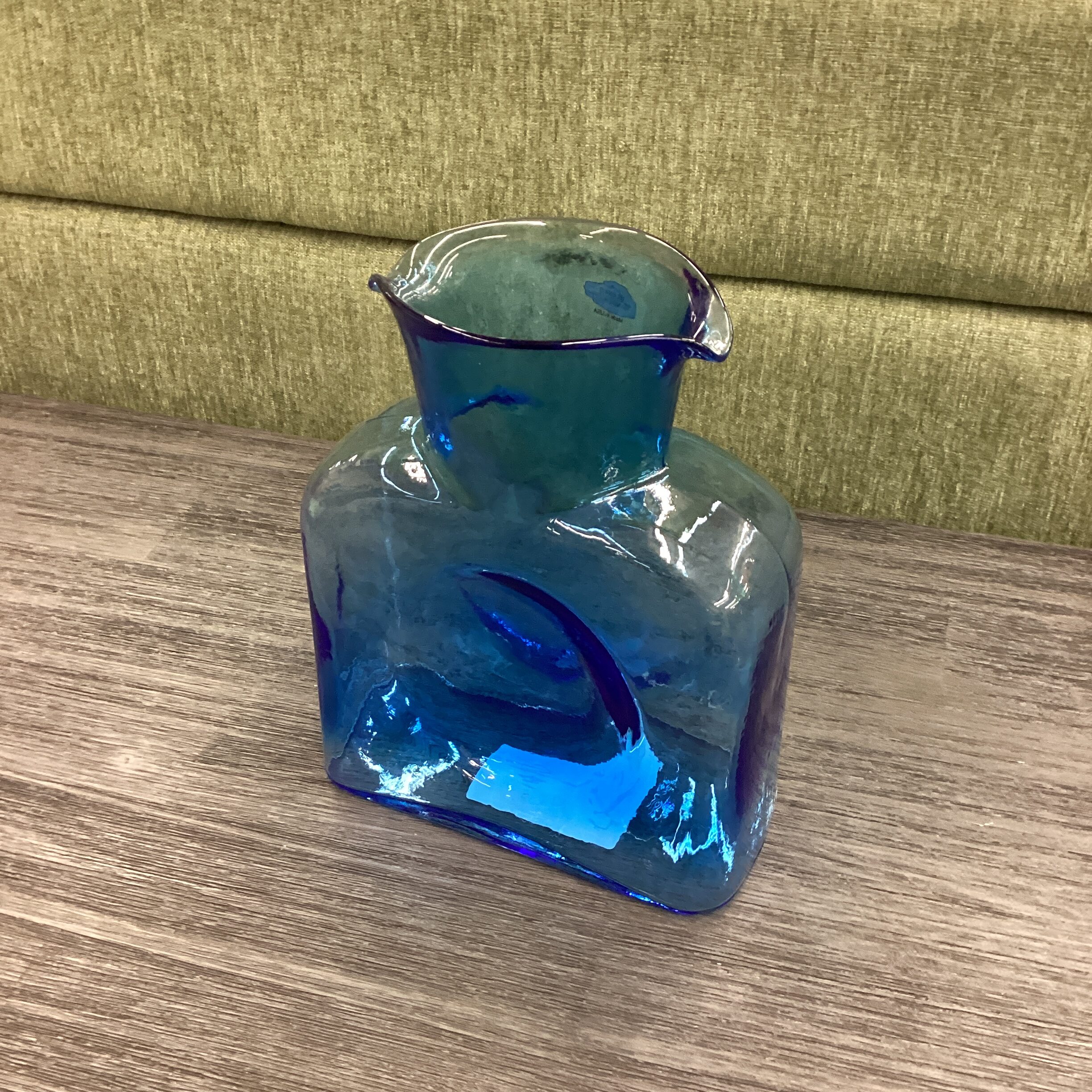 blenko clear blue glass vase