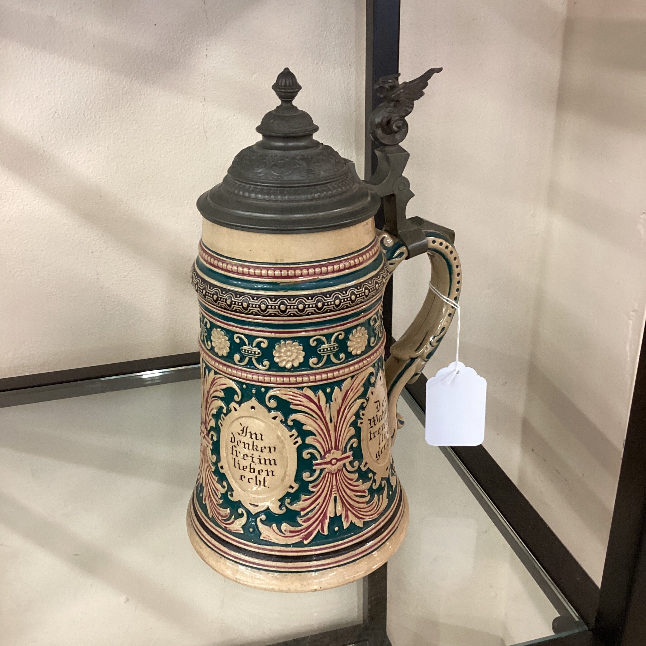 antique super size beer stein