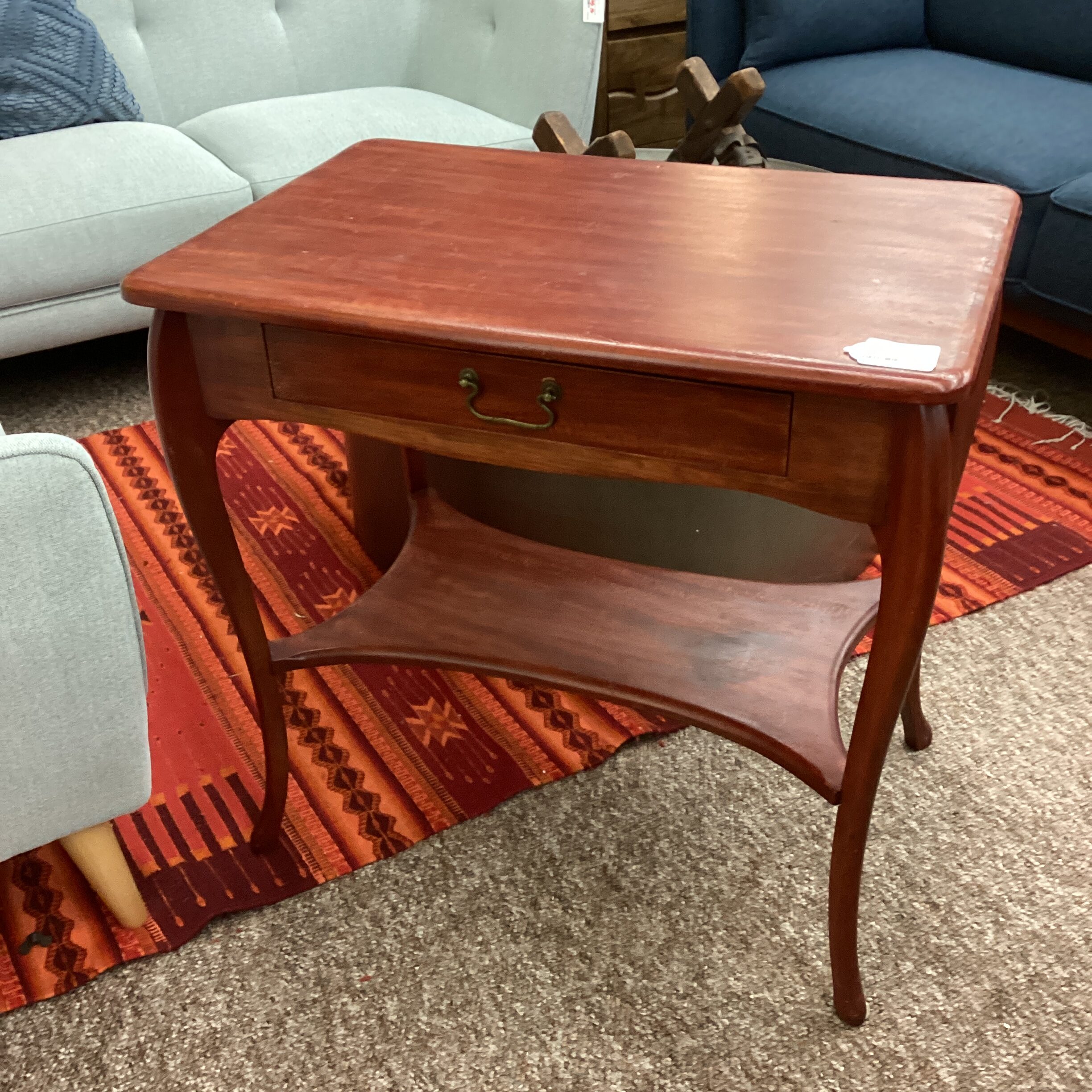 cherry stain hardwood cabrio console table w/drawer