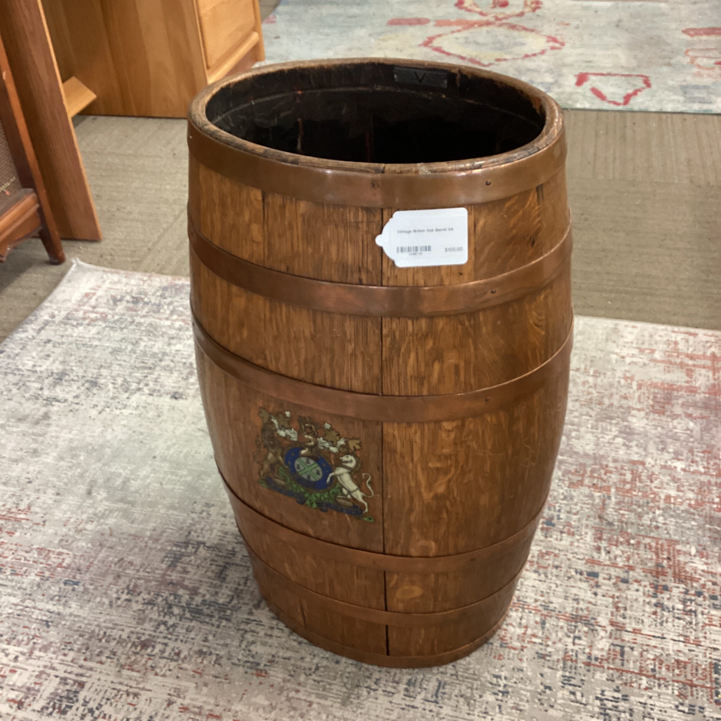 vintage british oak barrel