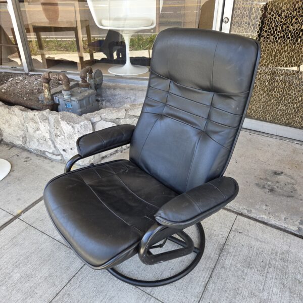 mod black leather swivel recliner
