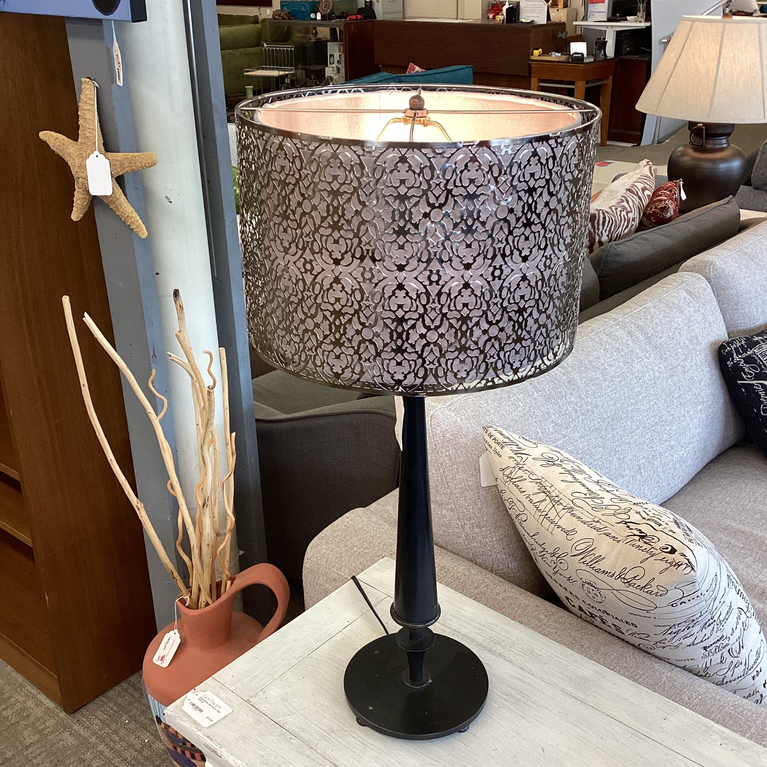 tapered bronze finish table lamp