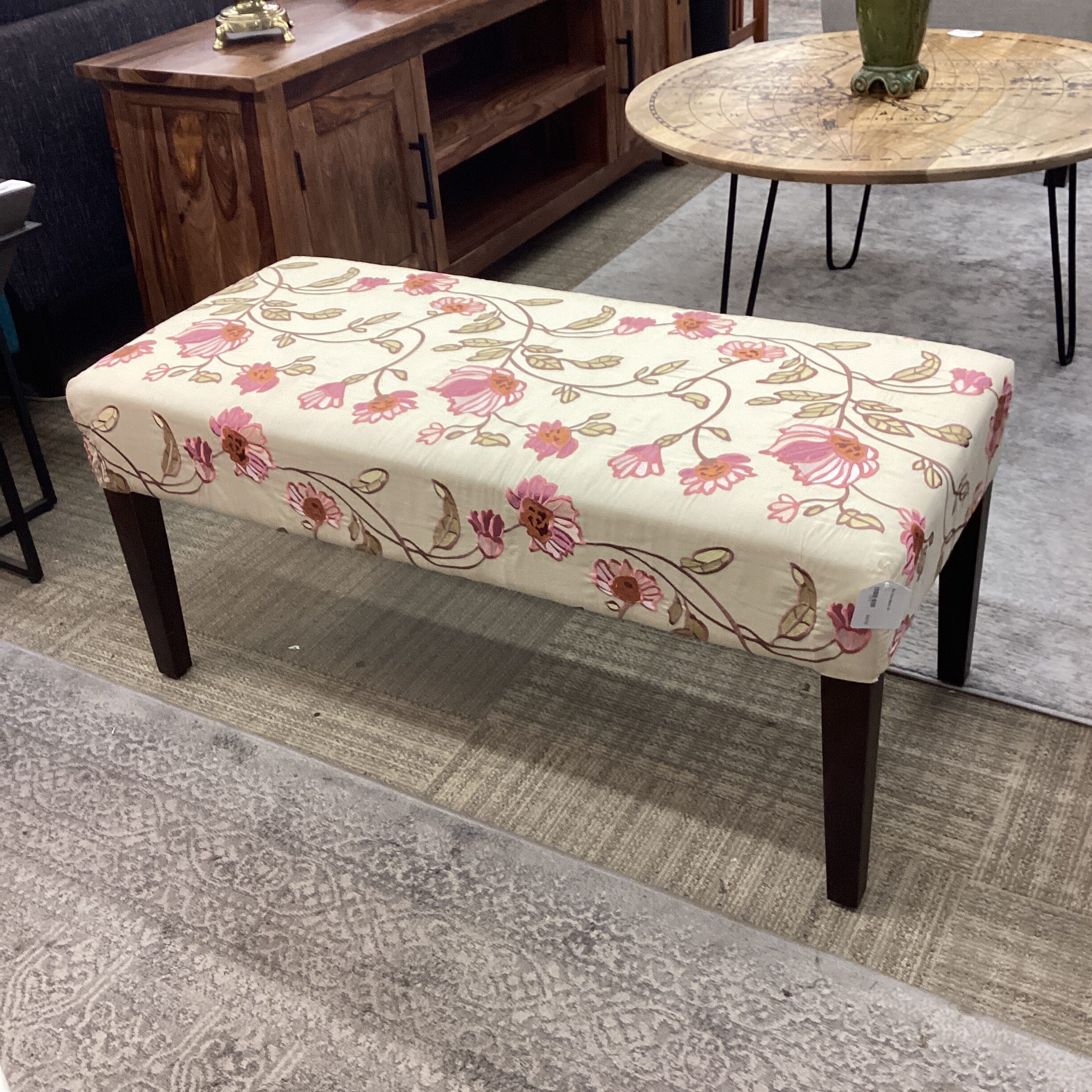 pink floral bench