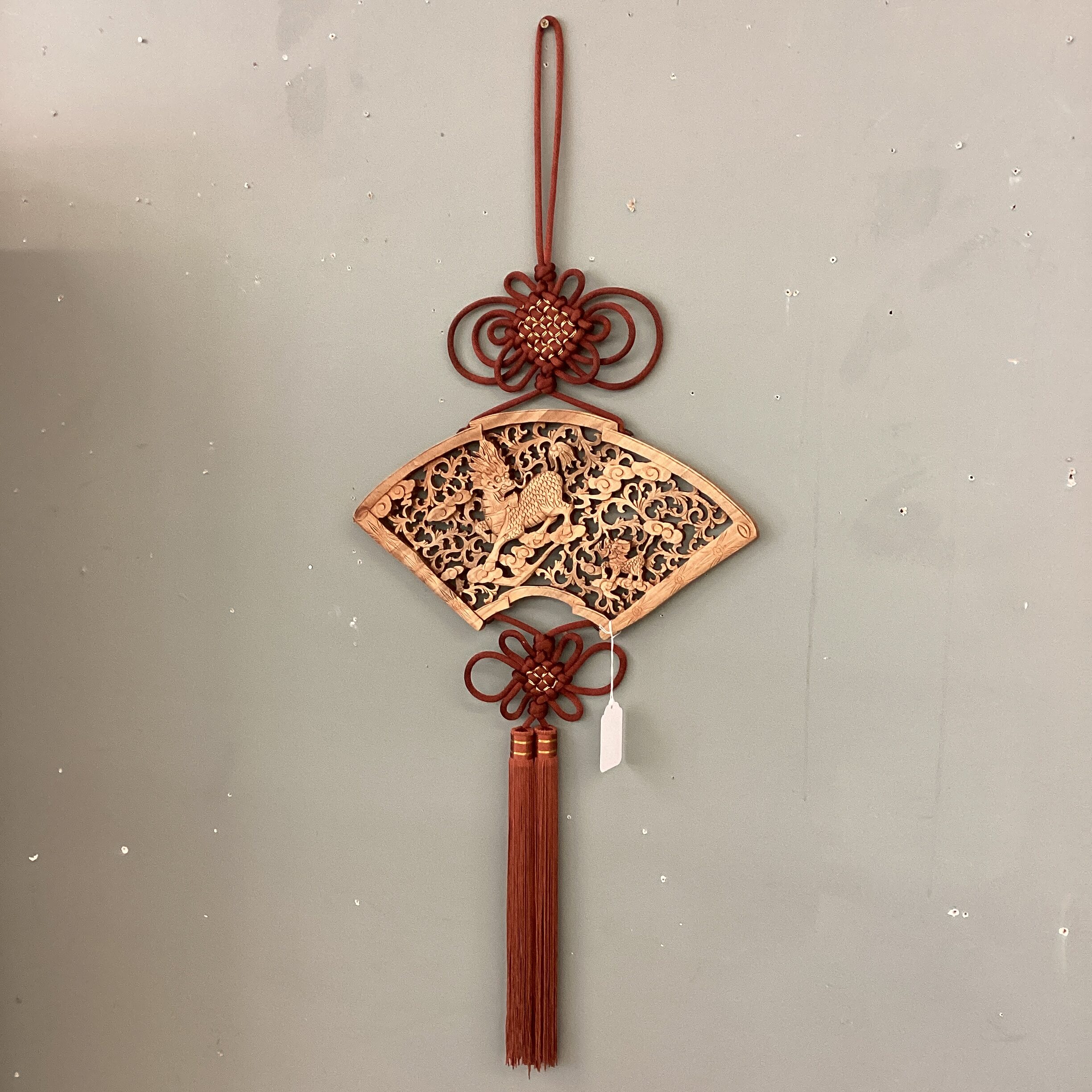 carved dragon fan decor