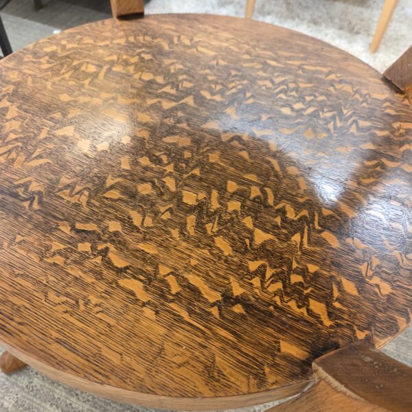 antique crazy quarter oak round occasional table