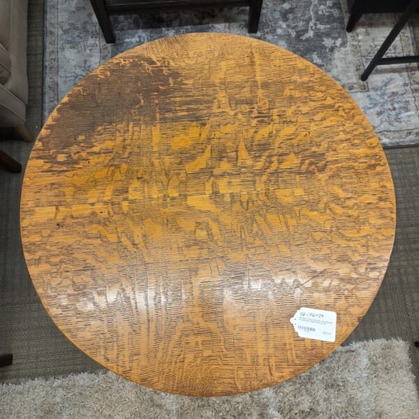 antique crazy quarter oak round occasional table