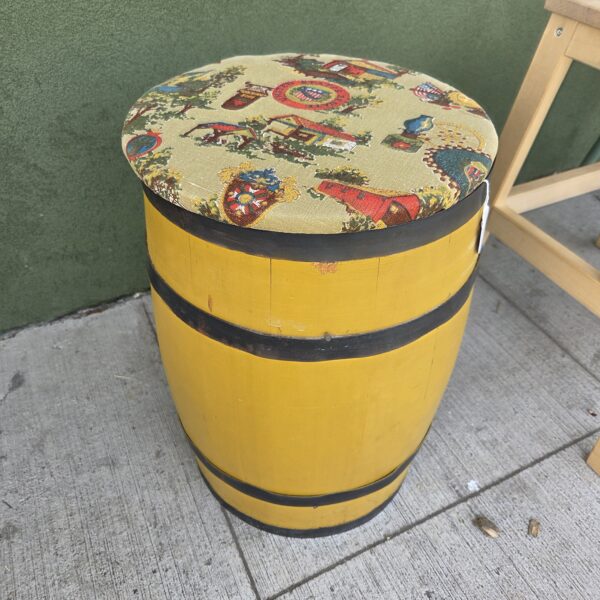 painted barrel storage stool