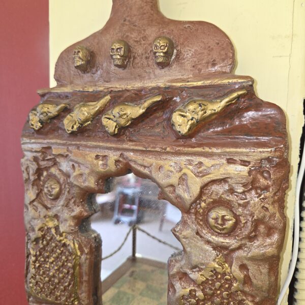 signed wall alter art w/skulls& elephant heads