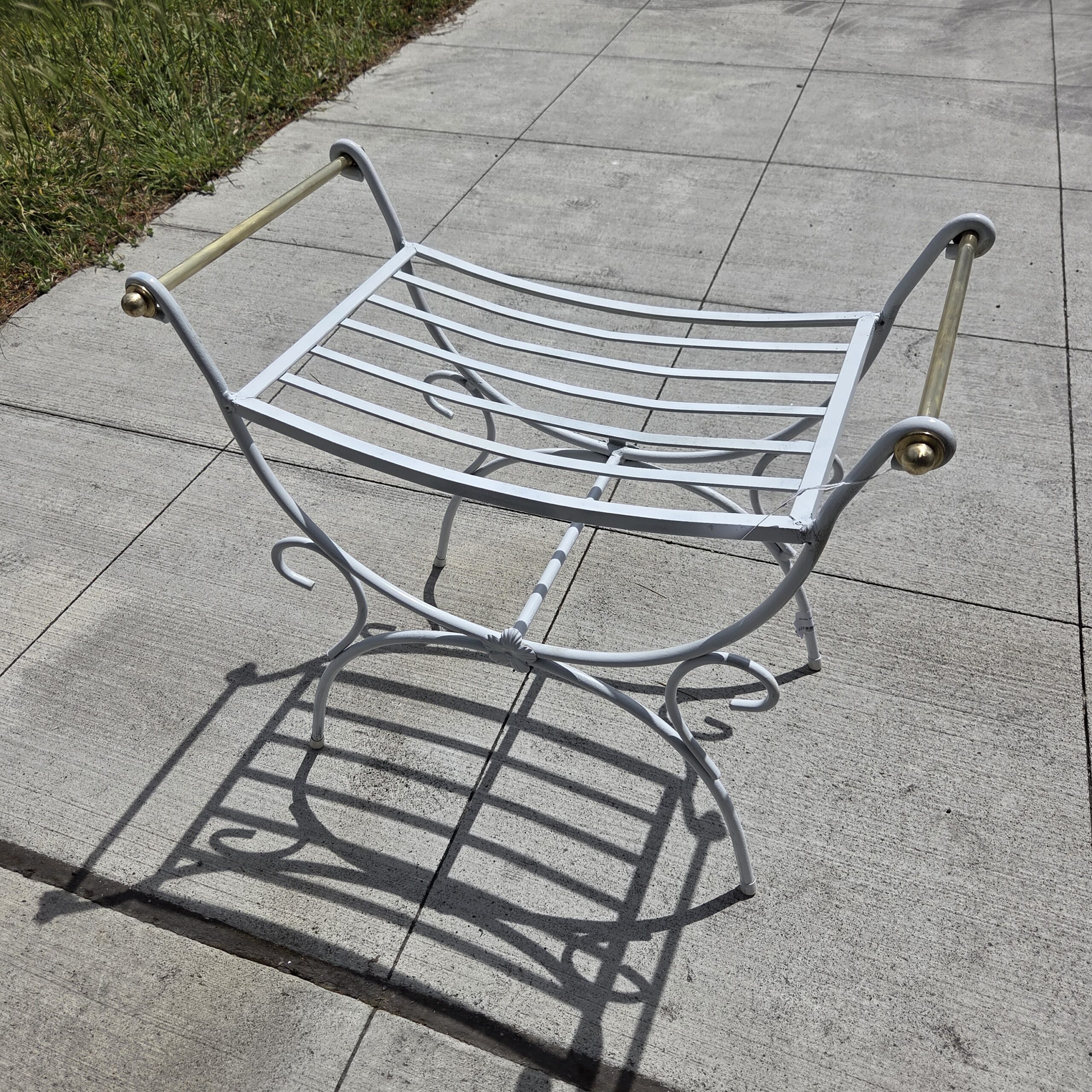 scrolly white metal stool