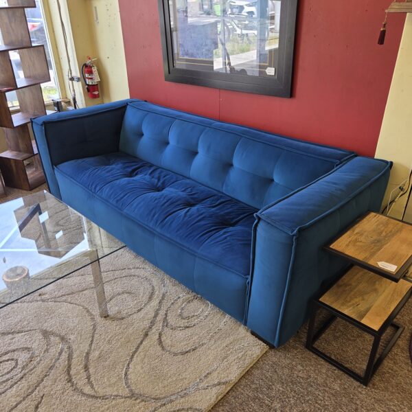electric blue velvet tuxedo sofa