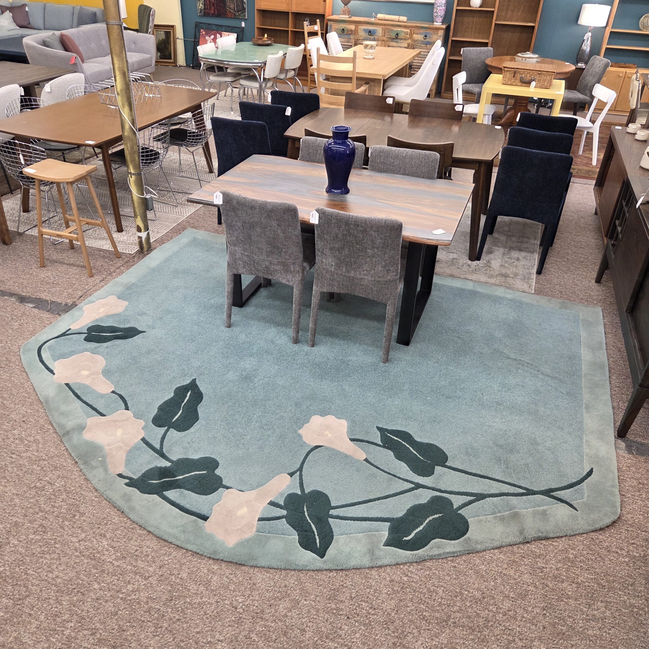 deco revival asymmetrical floral rug