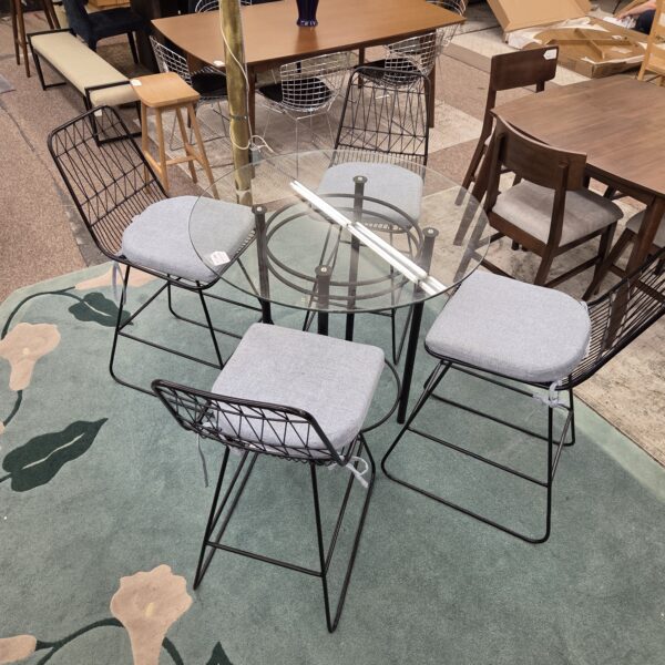 glass top pub table w/4 stools set