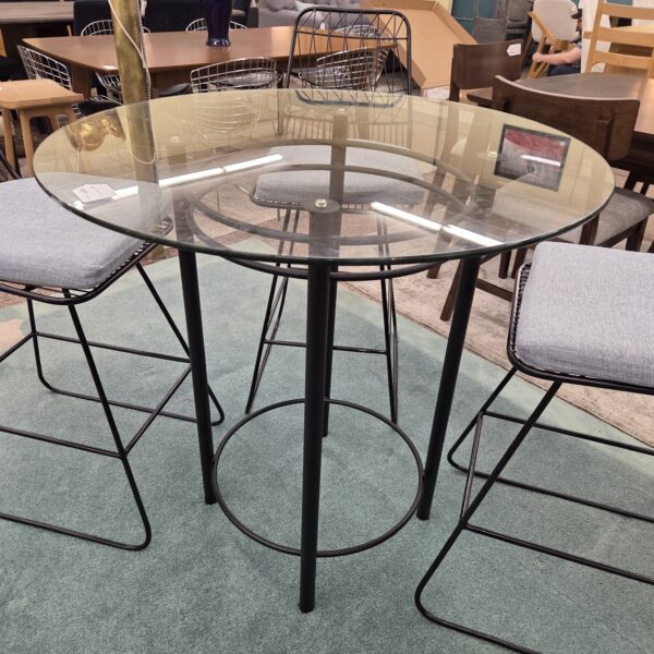 glass top pub table w/4 stools set