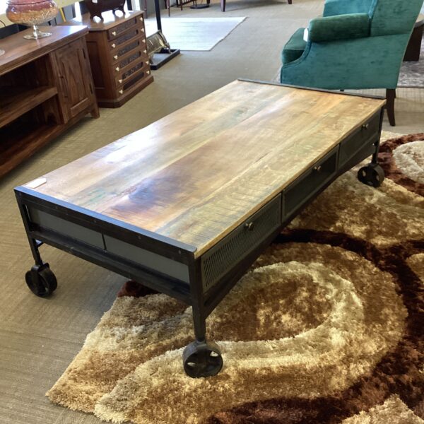 industrial wheeled coffee table